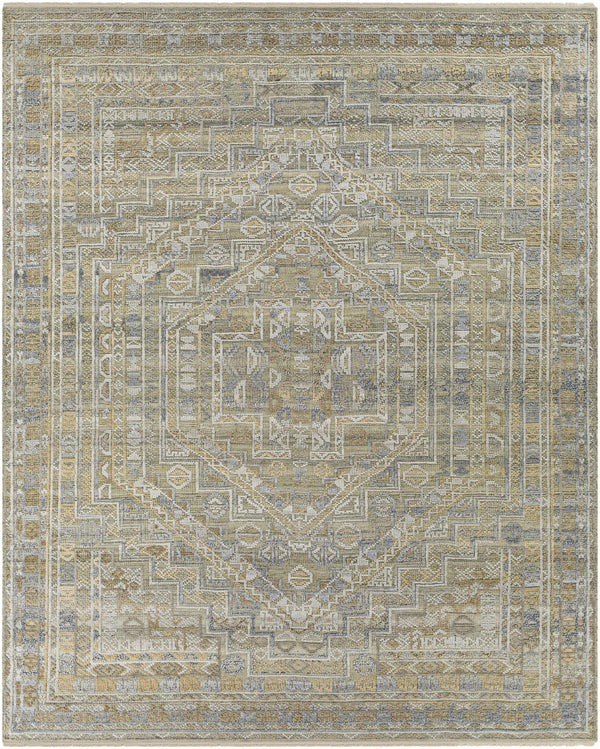 Earthy Tan Wool&Viscose Hand Knotted Area Rug