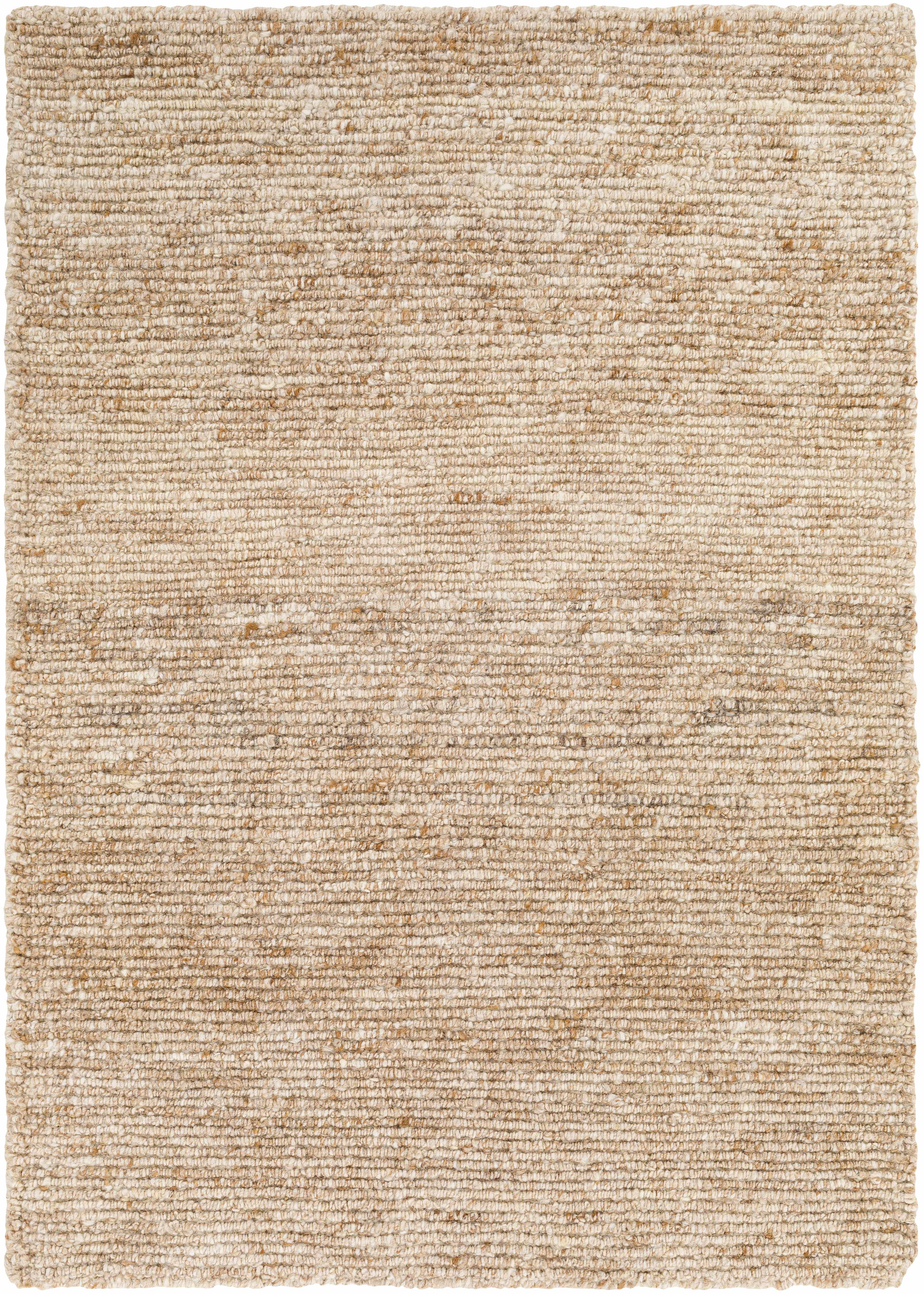 Homely Stylish Striped Beige Wool Hand Knotted Area Rug