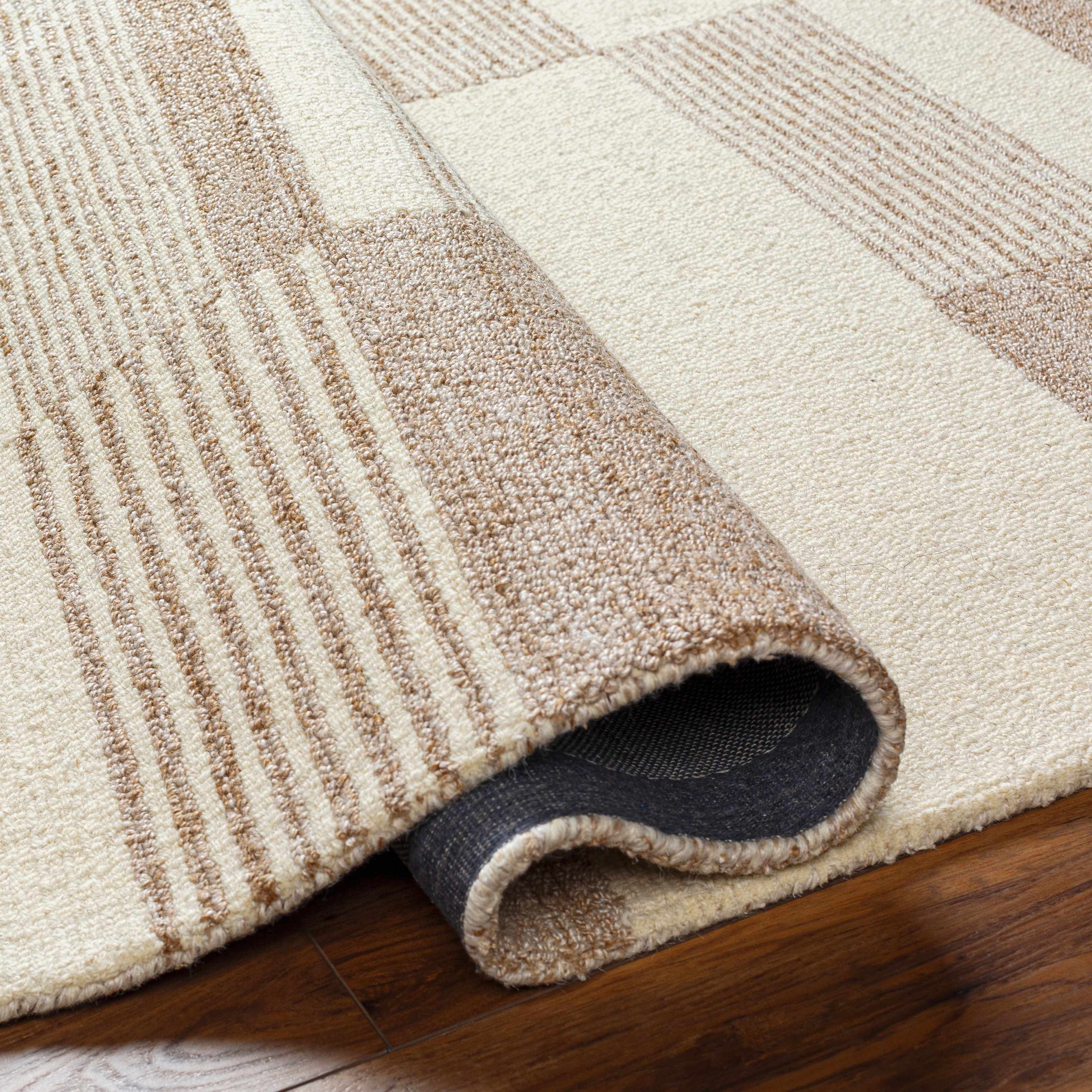 Deluxe Beige Hand Tufted Wool Area Rug