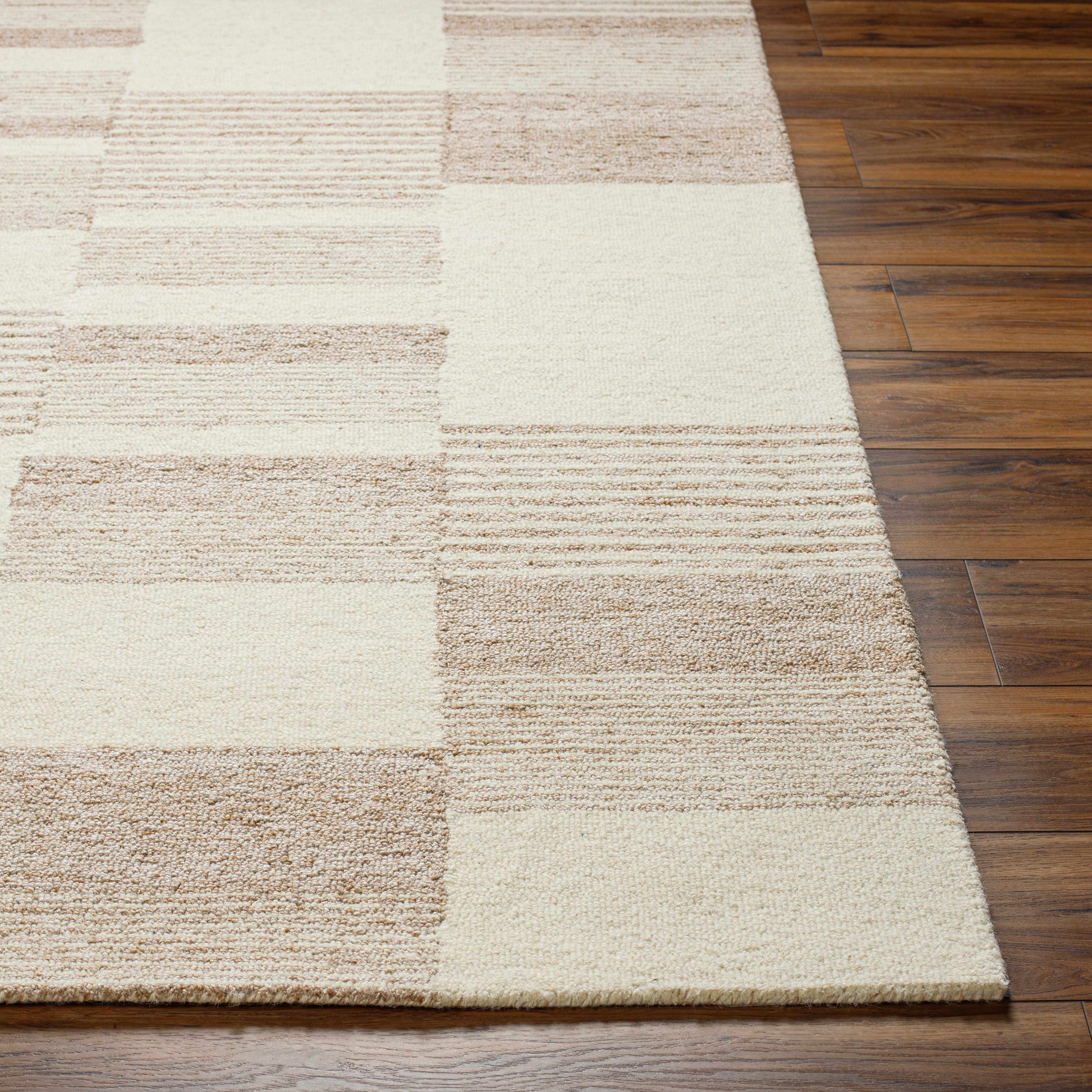 Deluxe Beige Hand Tufted Wool Area Rug
