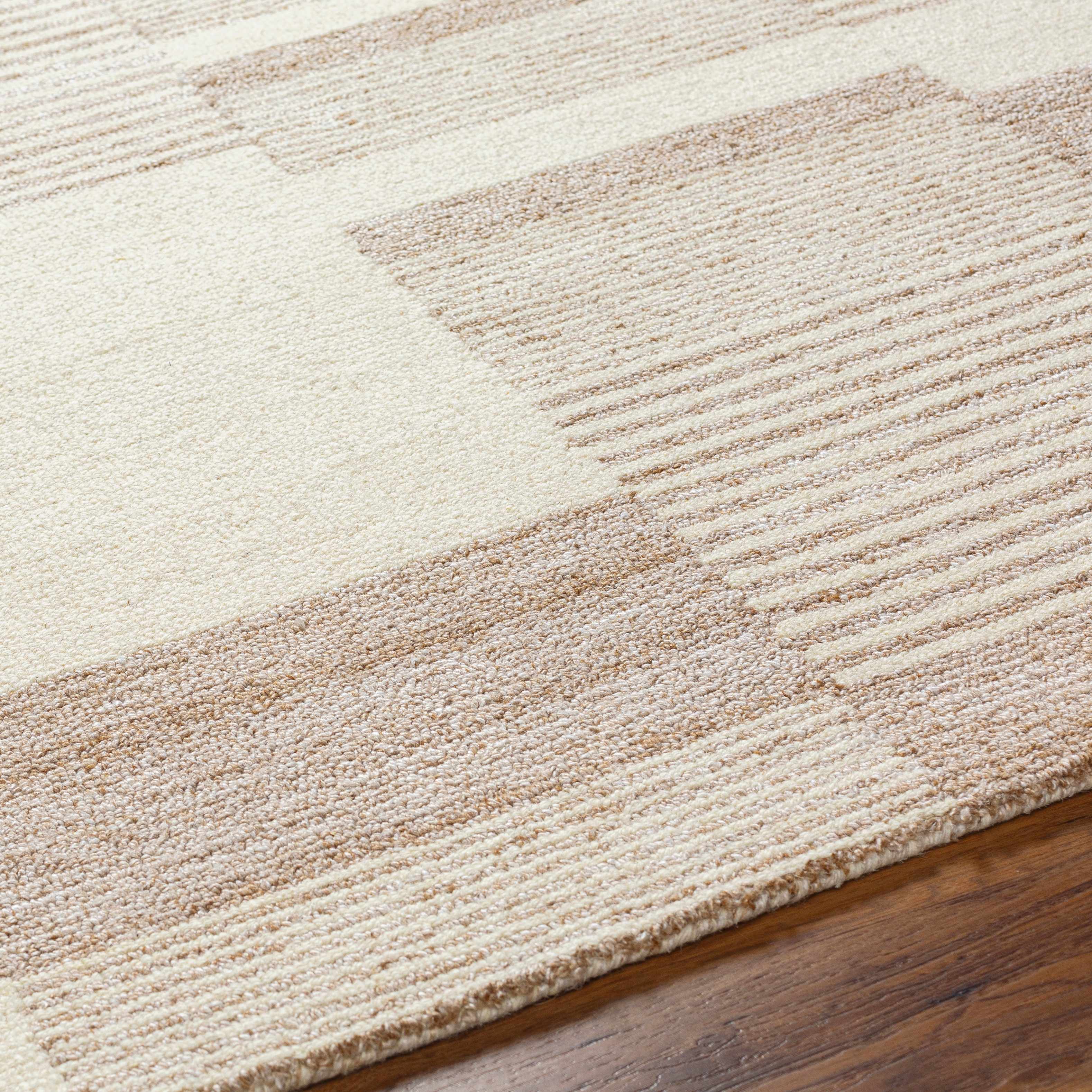 Deluxe Beige Hand Tufted Wool Area Rug
