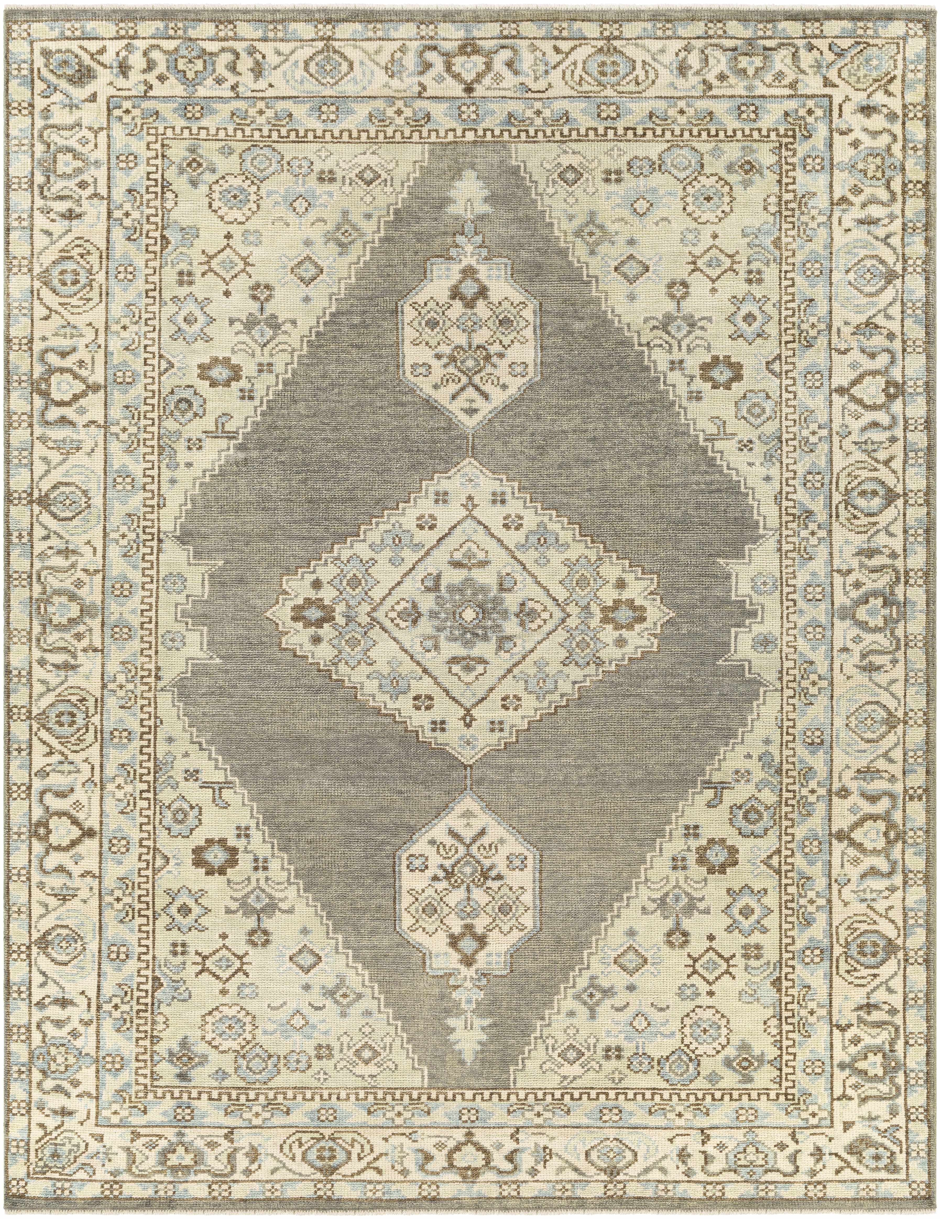 Scenic Beige Hand Knotted Wool Area Rug