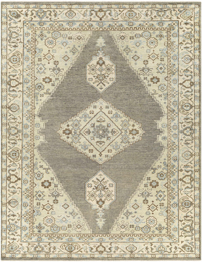 Scenic Beige Hand Knotted Wool Area Rug
