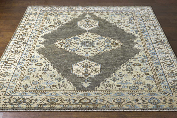 Scenic Beige Hand Knotted Wool Area Rug