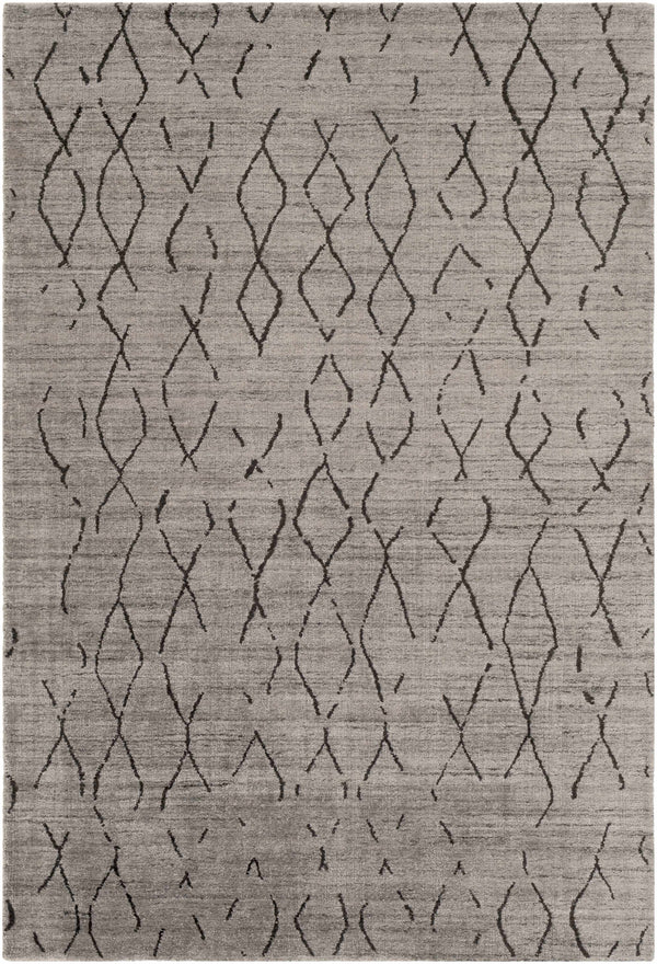 Dynamic Cozy Charcoal Viscose & Wool Hand Knotted Area Rug