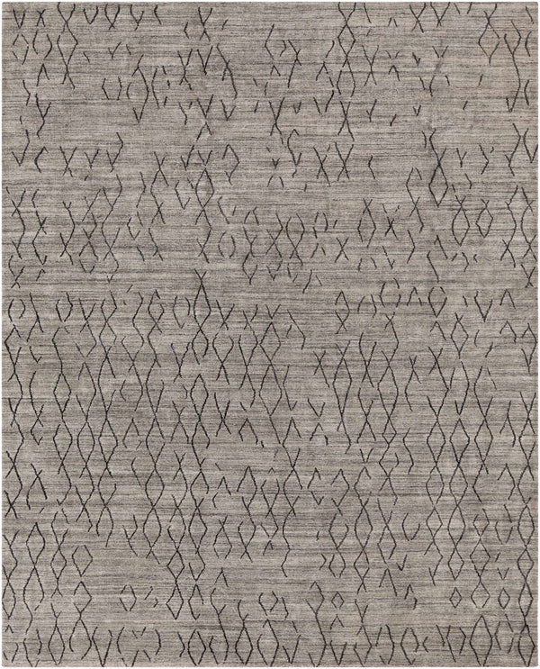 Dynamic Cozy Charcoal Viscose & Wool Hand Knotted Area Rug