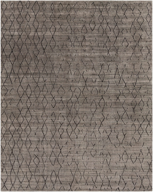 Dynamic Cozy Charcoal Viscose & Wool Hand Knotted Area Rug