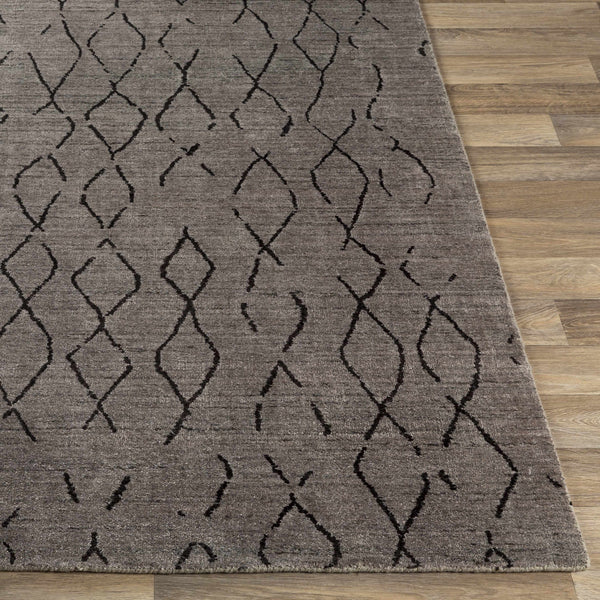 Dynamic Cozy Charcoal Viscose & Wool Hand Knotted Area Rug