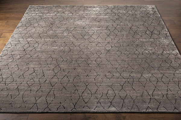 Dynamic Cozy Charcoal Viscose & Wool Hand Knotted Area Rug