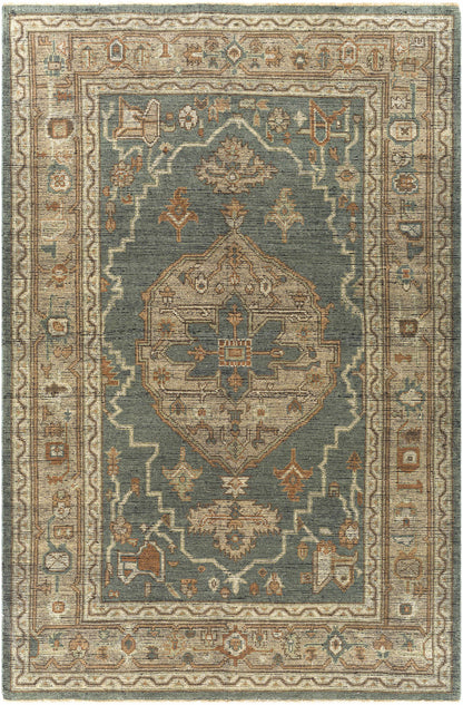 Bountiful Green Hand Knotted Wool Area Rug
