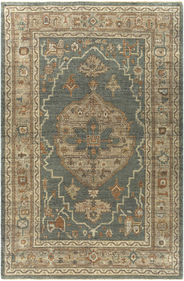 Bountiful Green Hand Knotted Wool Area Rug