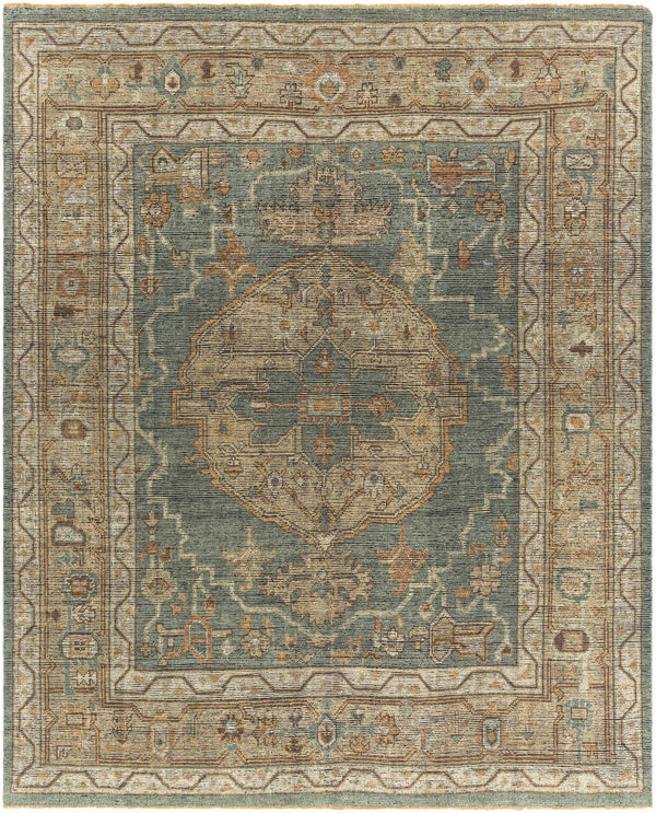 Bountiful Green Hand Knotted Wool Area Rug