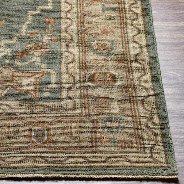 Bountiful Green Hand Knotted Wool Area Rug