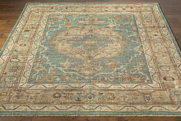 Bountiful Green Hand Knotted Wool Area Rug