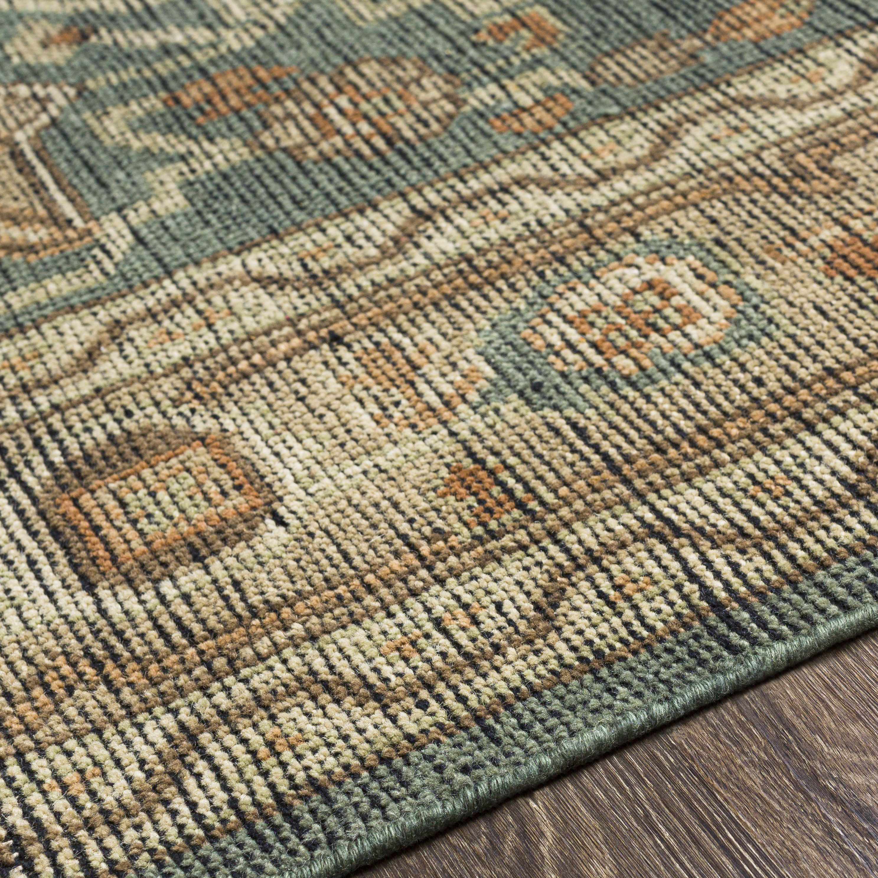 Bountiful Green Hand Knotted Wool Area Rug