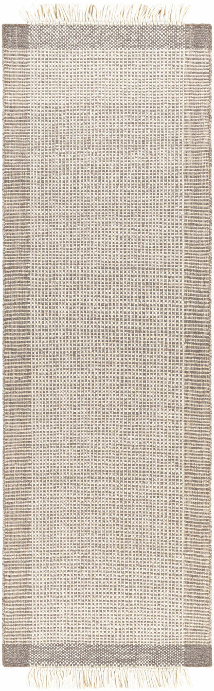 Modern Plaid Elegant Brown Wool Hand Woven Area Rug