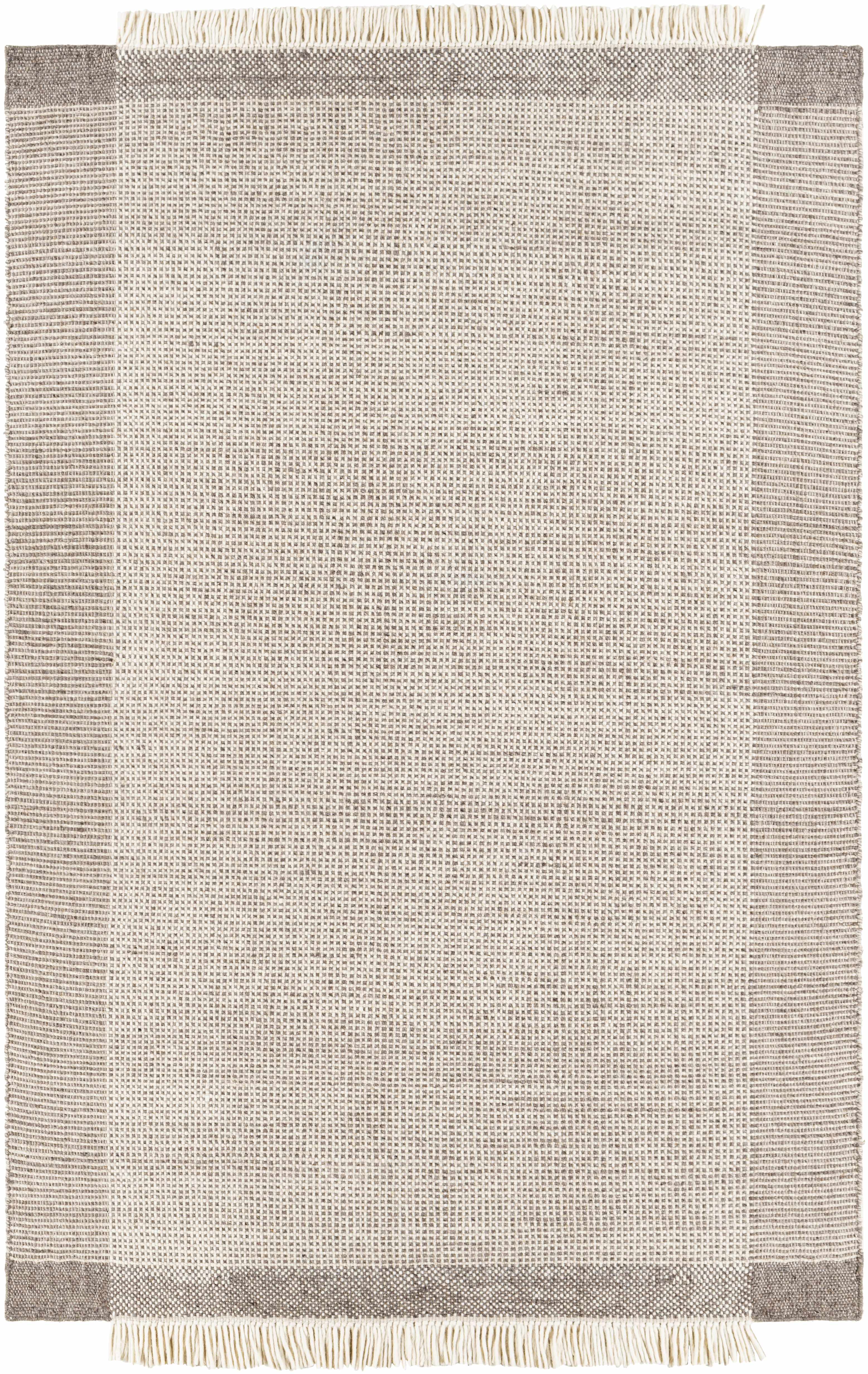 Modern Plaid Elegant Brown Wool Hand Woven Area Rug