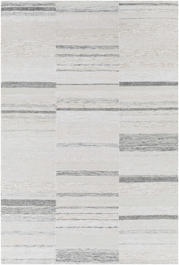 Modern Cream Hand Knotted Viscose Area Rug