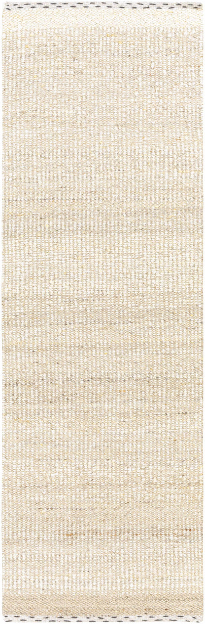 Understated Versatile Beige Wool Hand Woven Area Rug