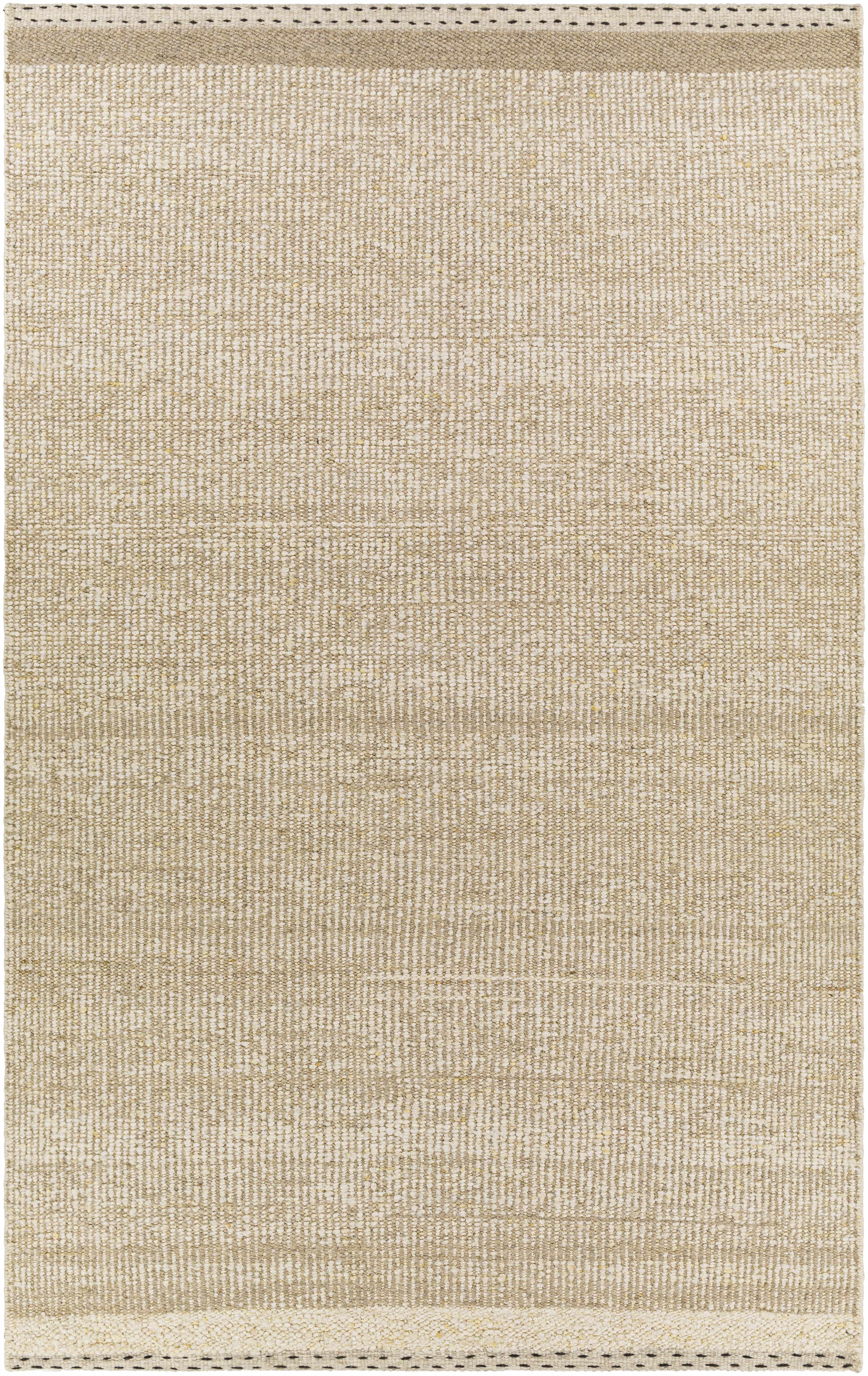 Understated Versatile Beige Wool Hand Woven Area Rug