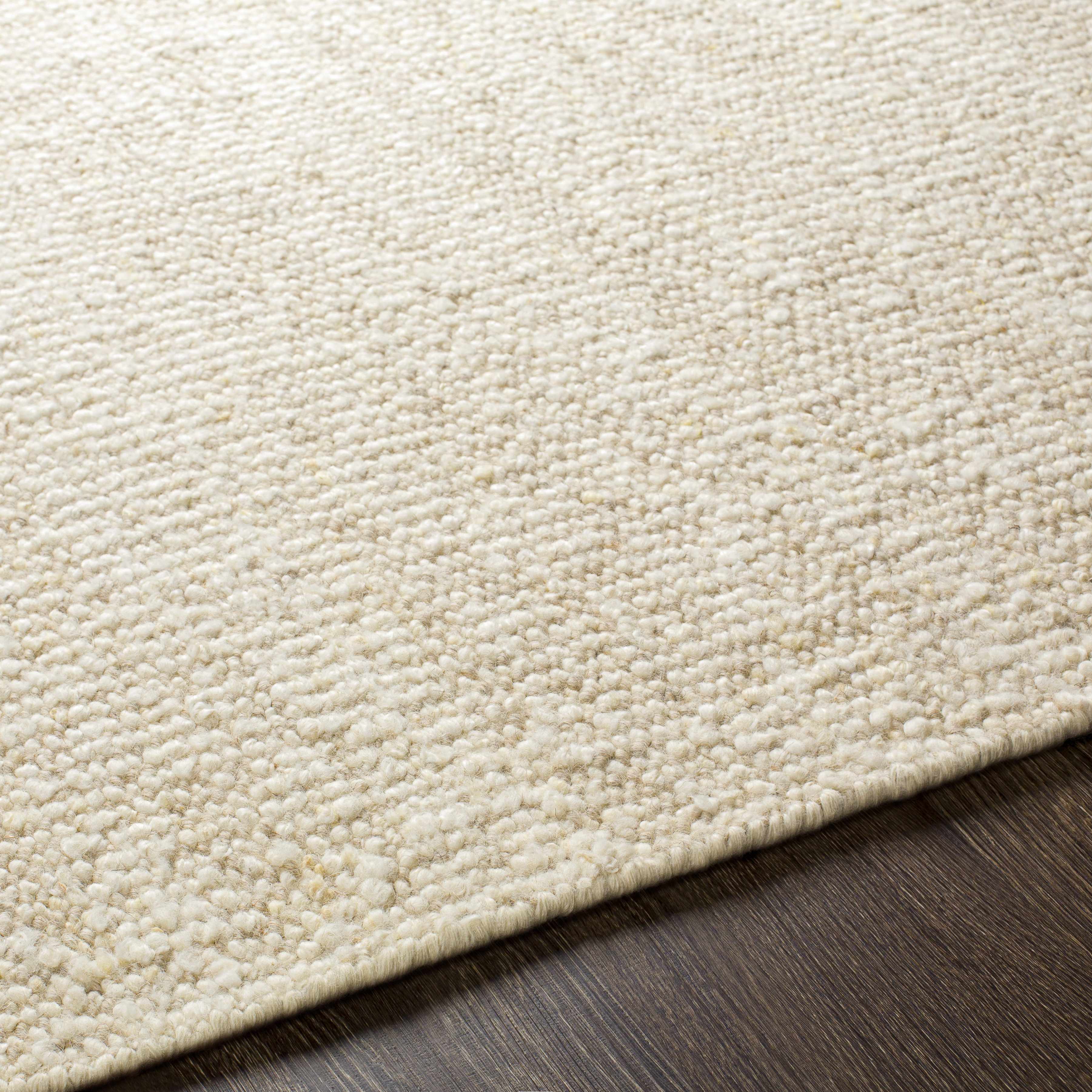 Understated Versatile Beige Wool Hand Woven Area Rug