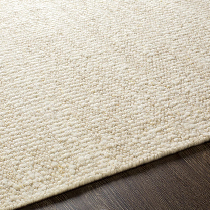 Understated Versatile Beige Wool Hand Woven Area Rug