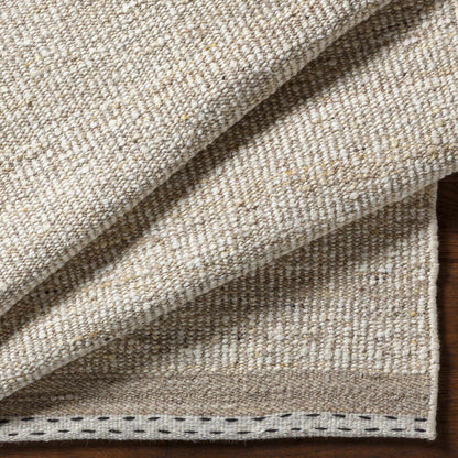 Understated Versatile Beige Wool Hand Woven Area Rug