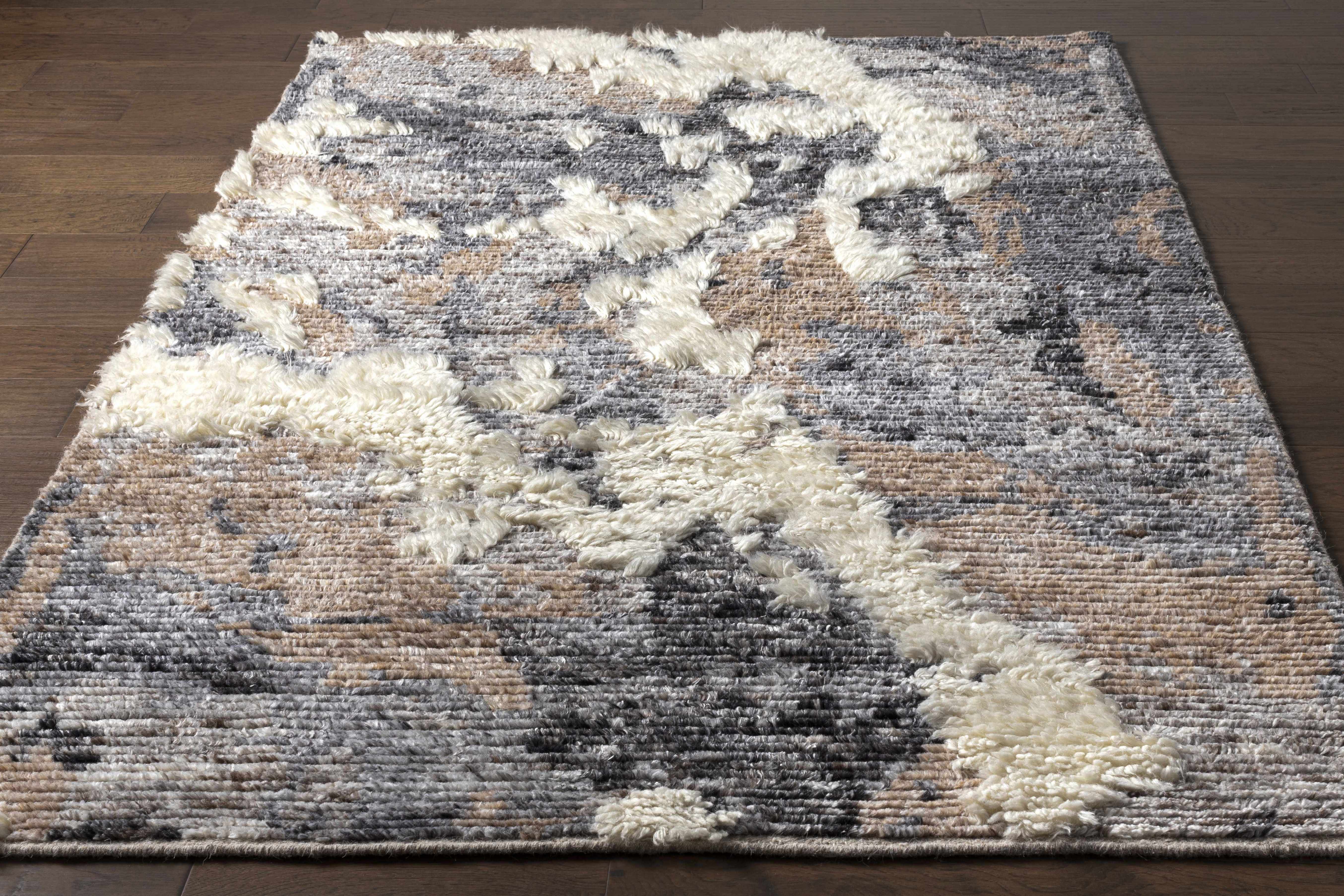 Fluffy Plush Cream Hand Knotted Wool Area Rug