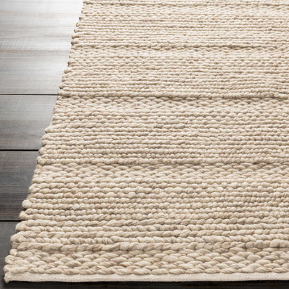 Rustic Chic Ivory Hand Woven Wool Area Rug