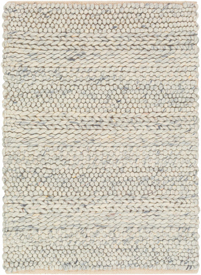 Rustic Elegant Ivory Hand Woven Wool Area Rug