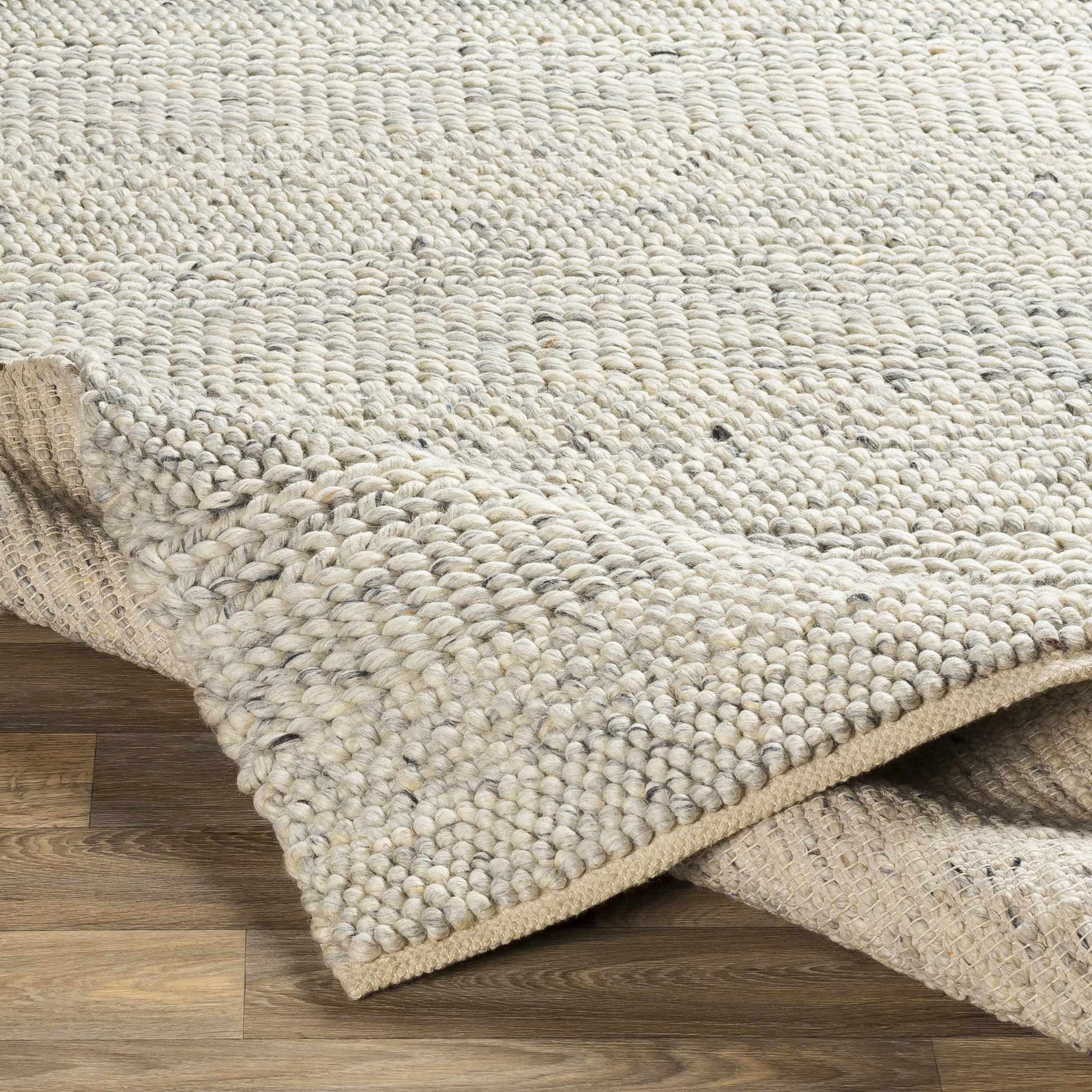 Rustic Elegant Ivory Hand Woven Wool Area Rug