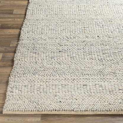 Rustic Elegant Ivory Hand Woven Wool Area Rug