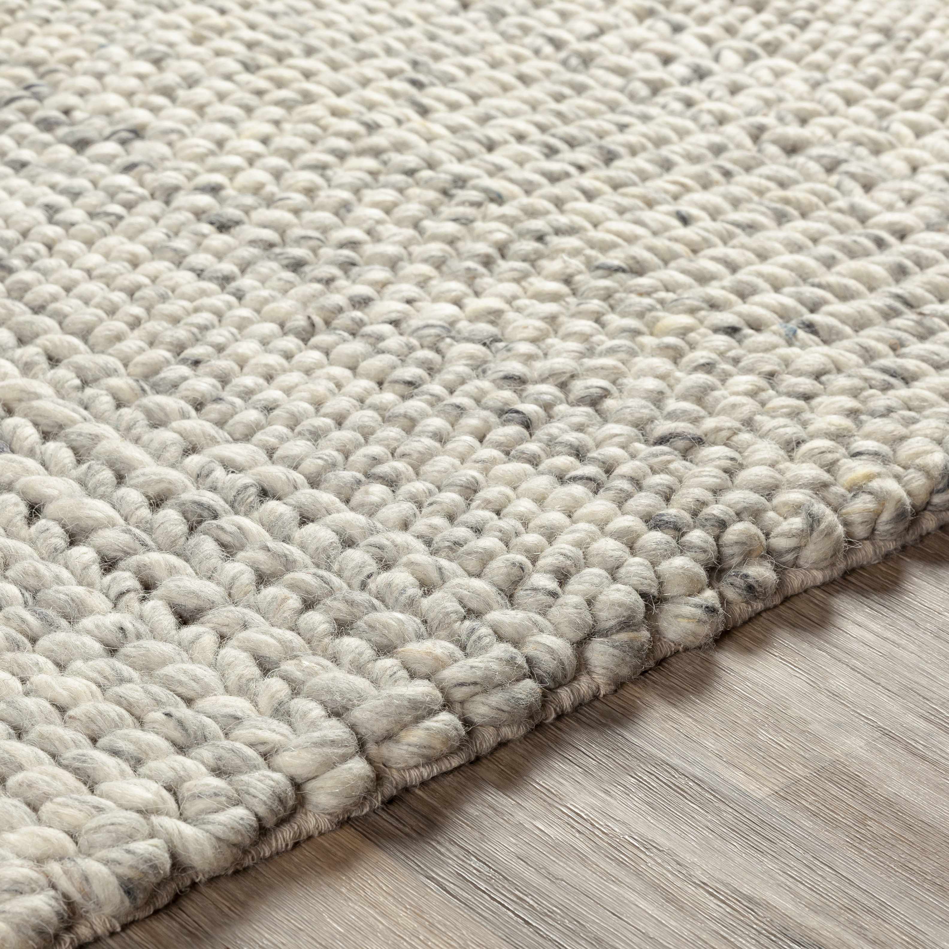 Rustic Elegant Ivory Hand Woven Wool Area Rug