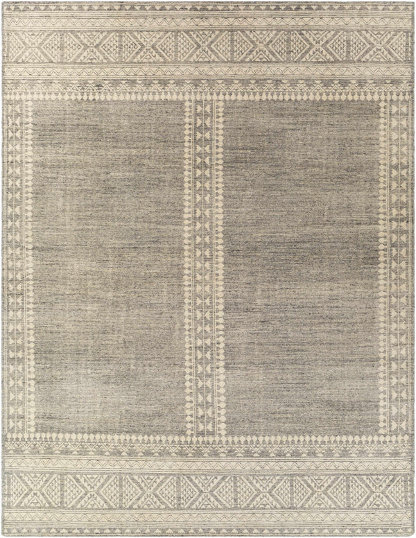 Modern Ethnic Cream Hand Knotted Wool Area Rug