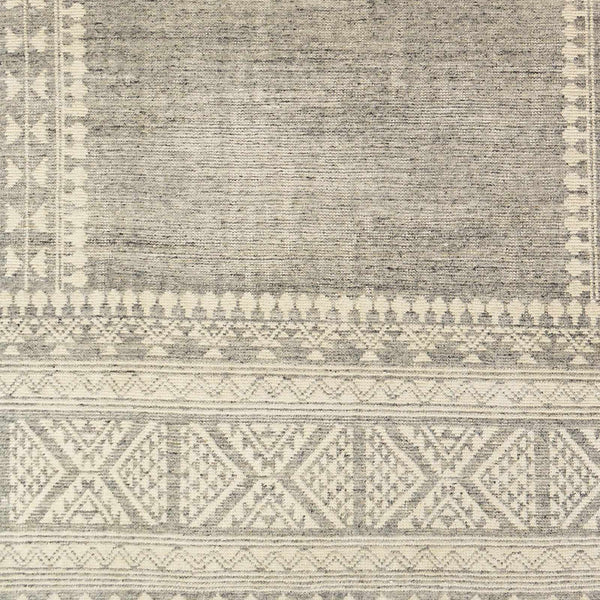 Modern Ethnic Cream Hand Knotted Wool Area Rug