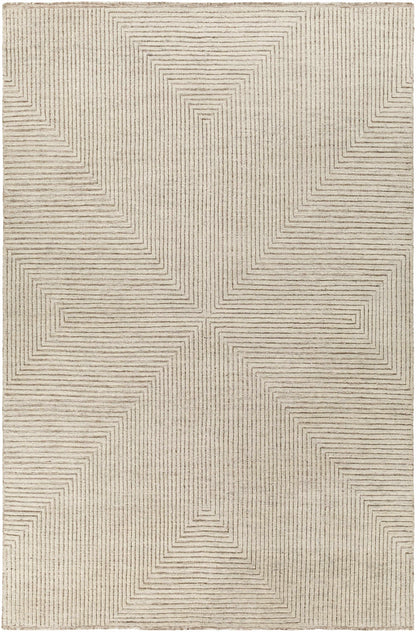 Celestial Geometric Light Brown Wool & Viscose Hand Knotted Area Rug