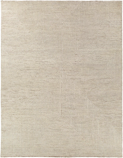 Celestial Geometric Light Brown Wool & Viscose Hand Knotted Area Rug