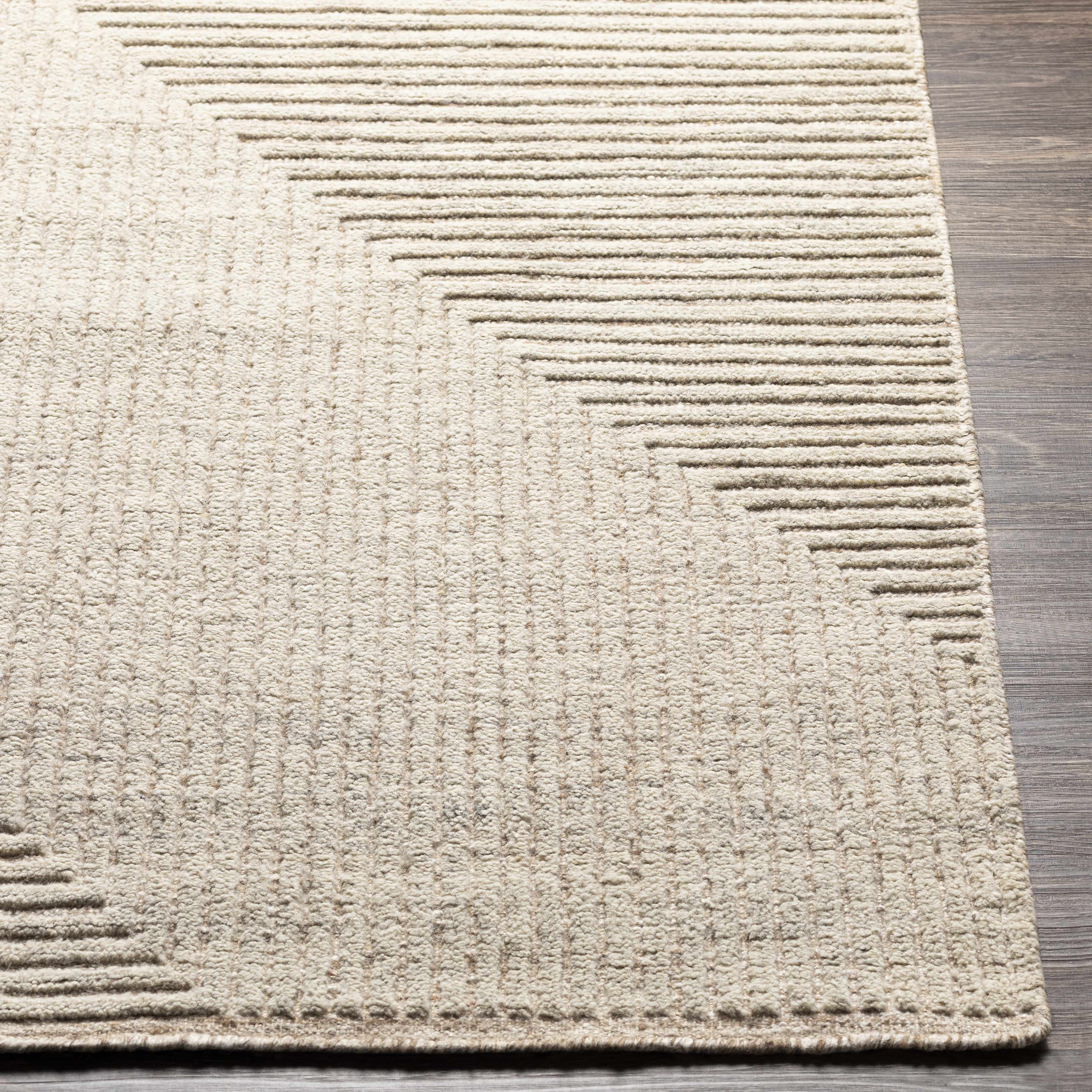 Celestial Geometric Light Brown Wool & Viscose Hand Knotted Area Rug