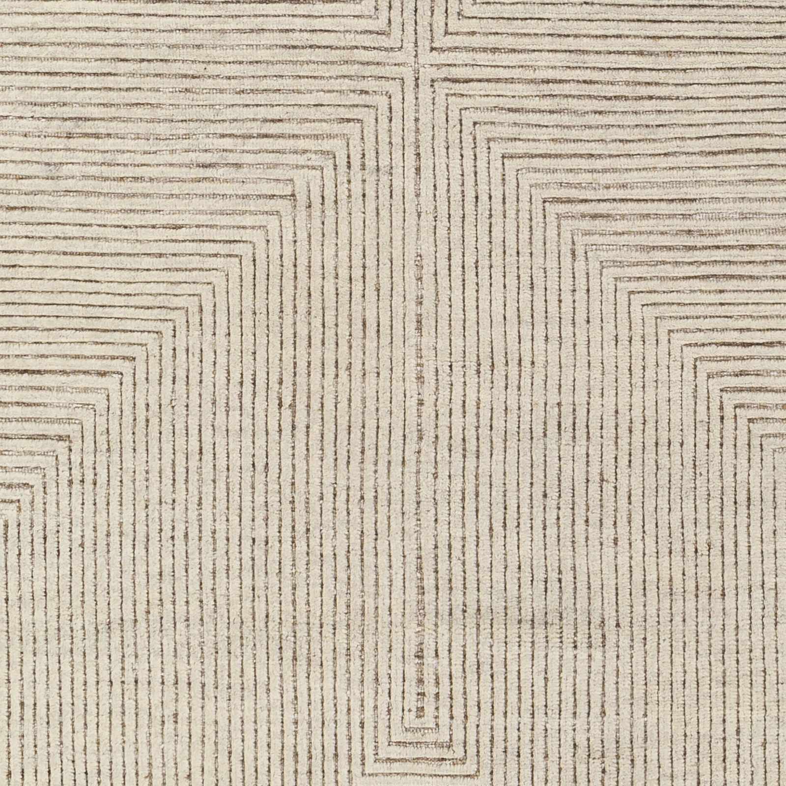 Celestial Geometric Light Brown Wool & Viscose Hand Knotted Area Rug