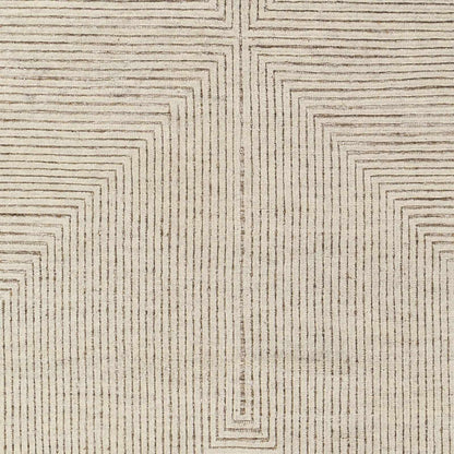 Celestial Geometric Light Brown Wool & Viscose Hand Knotted Area Rug