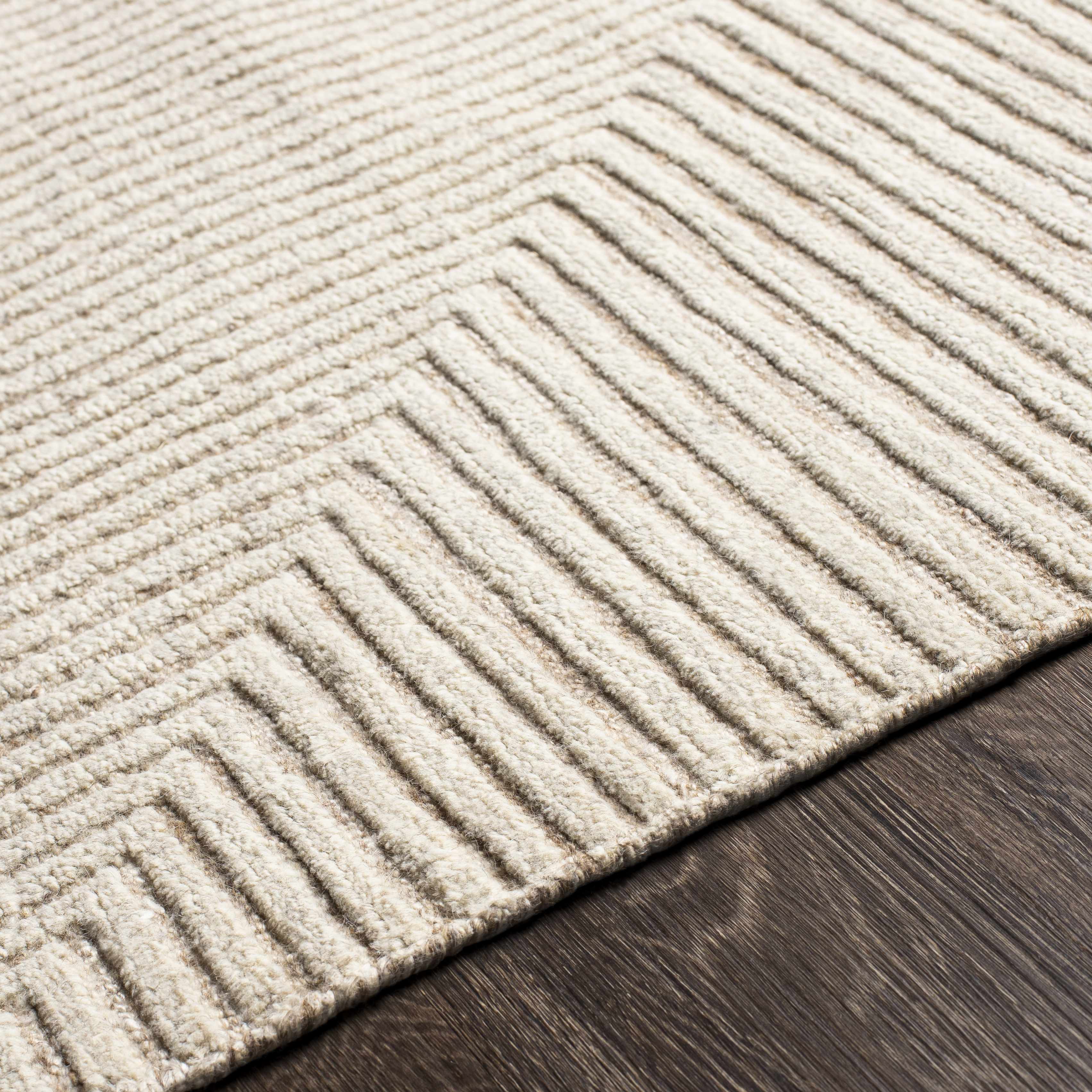 Celestial Geometric Light Brown Wool & Viscose Hand Knotted Area Rug