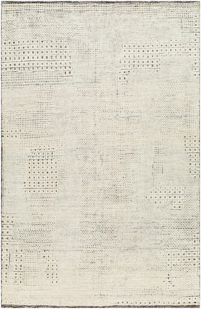 Artistic Dimensional Chic Beige Wool Hand Knotted Area Rug