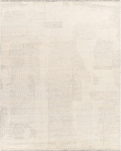Artistic Dimensional Chic Beige Wool Hand Knotted Area Rug