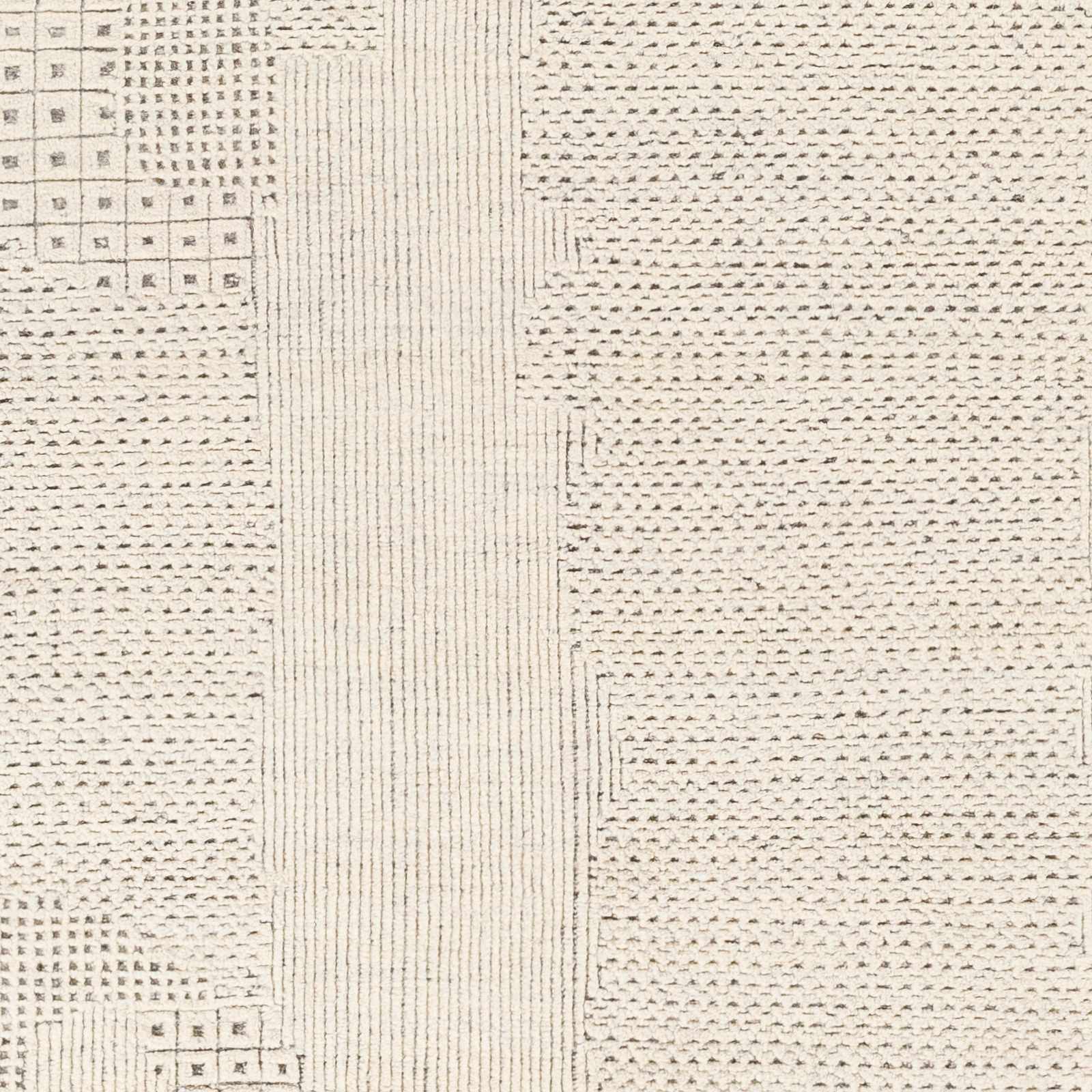 Artistic Dimensional Chic Beige Wool Hand Knotted Area Rug
