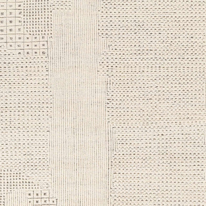 Artistic Dimensional Chic Beige Wool Hand Knotted Area Rug