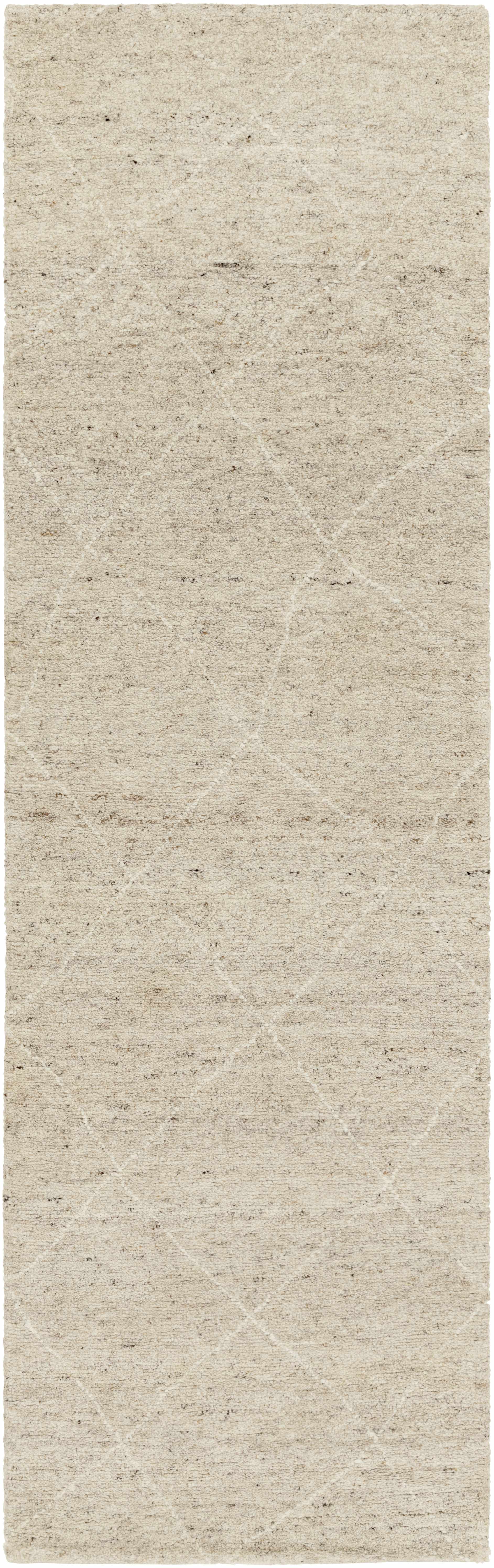 Elegant Diamond Beige Wool Hand-Knotted Area Rug